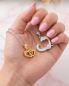 Preview: Partnerkette 3 Herzen Gold-Silber | Edelstahl & Zirkonia