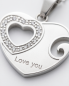 Preview: Partnerkette Herz & Love-Schriftzug Blau | Edelstahl