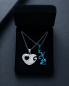 Preview: Partnerkette Herz & Love-Schriftzug Blau | Edelstahl