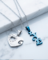 Preview: Partnerkette Herz & Love-Schriftzug Blau | Edelstahl