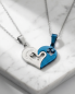 Preview: Partnerkette-Herz-Edelstahl-Blau-Zirkonia-Fachhandel