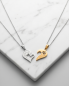Preview: Partnerketten Herz Silber & Gold | Bicolor Edelstahl Set
