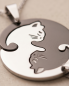 Preview: Katzen Partnerkette Yin & Yang Stil | Schwarz-Silber