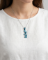 Preview: Partnerkette Herz & Love-Schriftzug Blau | Edelstahl