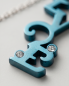 Preview: Partnerkette Herz & Love-Schriftzug Blau | Edelstahl