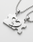 Preview: Partnerkette Puzzle Herz Edelstahl Silber Set | outletshop24.at