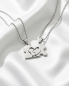 Preview: Partnerkette Puzzle Herz Edelstahl Silber Set | outletshop24.at