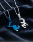 Preview: Edelstahl Partnerketten-Set "Love" – Blau & Silber