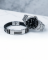 Preview: Herren Armband Schwarz & Edelstahl Mesh