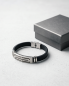 Preview: Herren Kunstleder-Armband Schwarz & Edelstahl