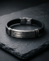 Preview: Herren Kunstleder-Armband Schwarz & Edelstahl