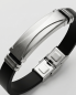 Preview: Herren Kunstleder-Armband Schwarz mit Edelstahl-Inlay