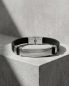 Preview: Herren Kunstleder-Armband Schwarz mit Edelstahl-Inlay