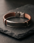 Preview: Herren Kunstleder-Armband Braun mit Carbon-Optik Inlay