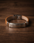 Preview: Herren Kunstleder-Armband Braun mit Edelstahl-Inlay