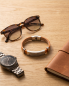Preview: Herren Kunstleder-Armband Braun & Edelstahl