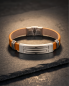 Preview: Herren Kunstleder-Armband Braun & Edelstahl