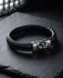 Preview: Herren Leder-Armband "Skull" geflochten mit Magnetverschluss