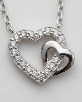 Preview: Collier Funkelndes Doppelherz 925 Silber