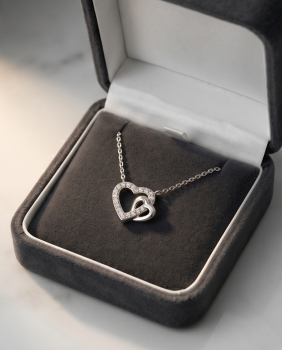 Preview: Collier Funkelndes Doppelherz 925 Silber