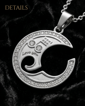Partnerkette Notenschlüssel Inlay Schwarz-Silber | Edelstahl