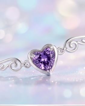 Preview: Armband Herz & Engelsflügel 925 Silber Violett