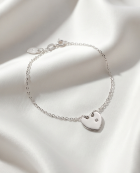 Preview: Herz Armband 925 Silber mit Quarz