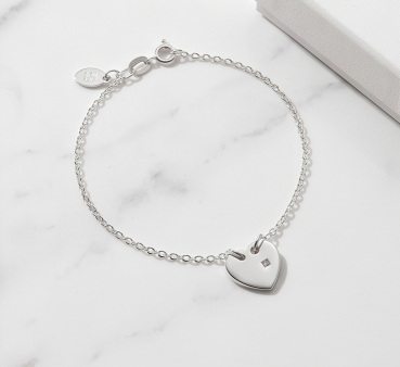 Herz Armband 925 Silber mit funkelnden Quarz