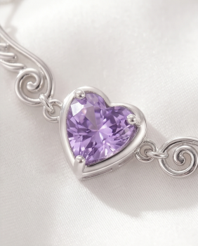 Preview: Armband Herz & Engelsflügel 925 Silber Violett