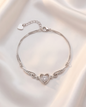 Armband Herz Engelsflügel 925 Sterling Silber Weiß