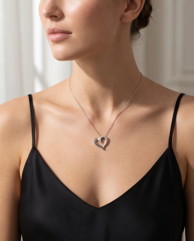erz-Anhänger 925 Silber Schwarz-Weiß mit Zirkonia & Kette