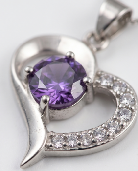 Preview: Magisches Herz Kette 925 Silber Violett