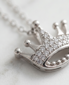 Preview: Kronen Anhänger 925 Silber mit Kette