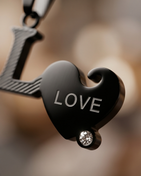 Preview: Partnerkette LOVE Schwarz-Silber | 316L Edelstahl