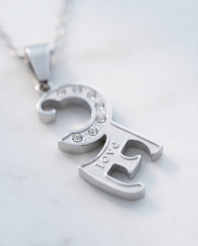 Edelstahl Partnerketten-Set "Love" – Blau & Silber
