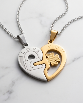 Bi-Color Partner-Set „Golden Key to my Heart“ – aus 316L Chirurgenstahl