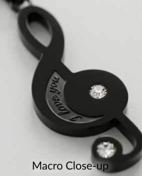 Partnerkette Notenschlüssel Inlay Schwarz-Silber | Edelstahl