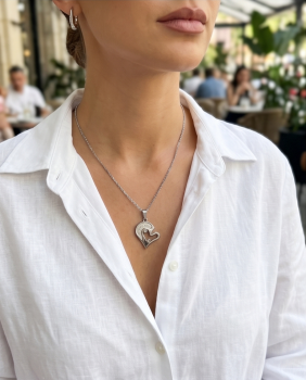 Preview: Partnerketten Herz Silber & Gold | Bicolor Edelstahl Set