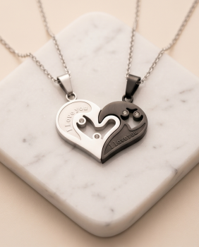Exklusives Partnerketten-Set „Eternal Love“ – 316L Edelstahl mit Brillantschliff-Zirkonia