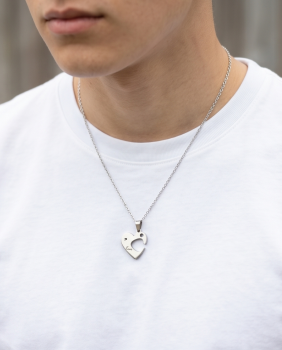Partnerkette Herz & Pfeil Silber | Edelstahl