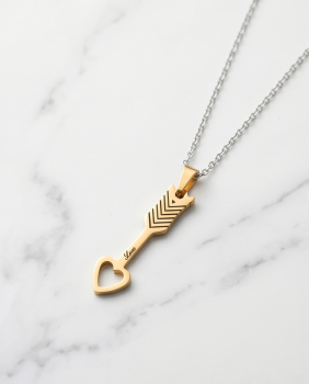 Partnerkette Herz & Pfeil Gold-Silber | Edelstahl