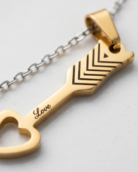 Partnerkette Herz & Pfeil Gold-Silber | Edelstahl