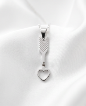 Partnerkette Herz & Pfeil Silber | Edelstahl