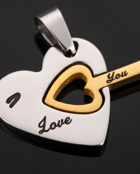 Preview: Partnerkette Herz & Pfeil Gold-Silber | Edelstahl