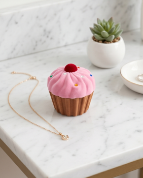 Cupcake Ringbox aus Samt Rosa
