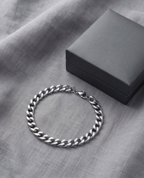 Preview: Panzerarmband Edelstahl massiv