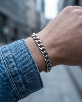 Preview: Panzerarmband Edelstahl massiv