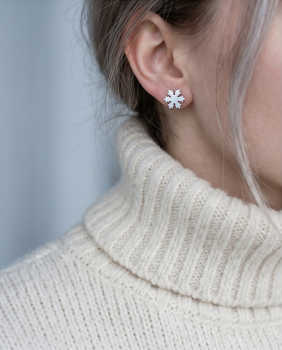 Preview: Edelstahl Ohrstecker Schneeflocke 1x1 cm