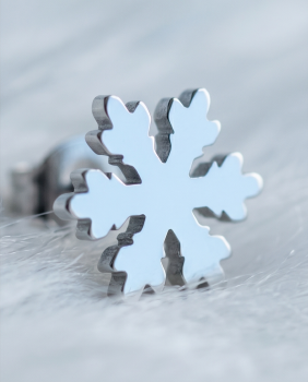 Preview: Edelstahl Ohrstecker Schneeflocke 1x1 cm