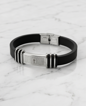 Herren Silikon-Armband mit Vaterunser & Kreuz